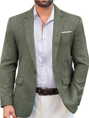 Vssjavun Blazer Casual Suit Jackets Lightweight Sport Coat One Button, MEDIUM